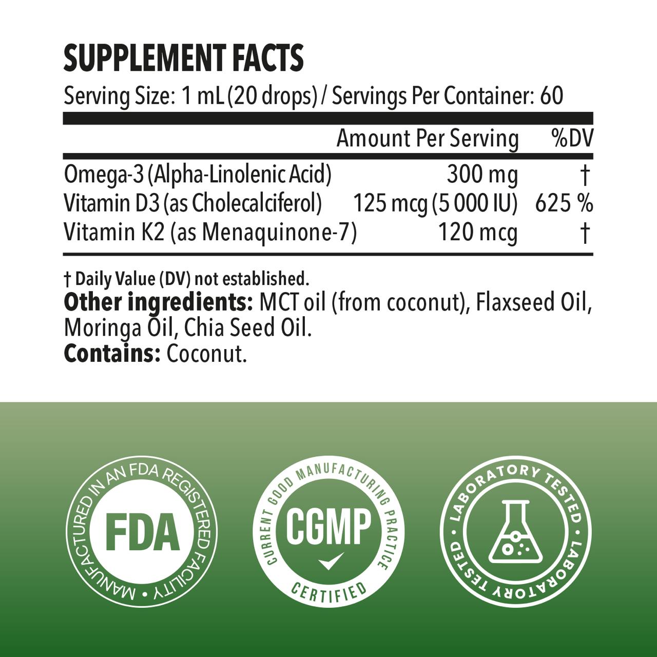 ICF Vitamin D3 + K2 Drops: 2oz (60ml)